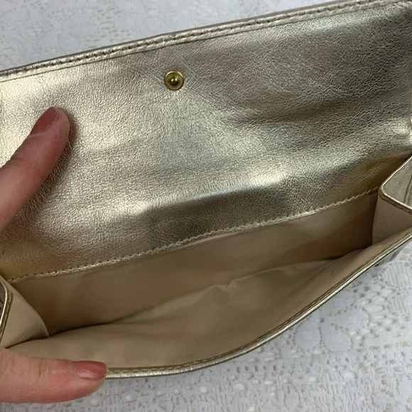 Vintage Coach Leather Fabric Wallet Signature C Turnkey opening Tan Gold shine - Picture 5 of 16